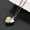 304 Stainless Steel Heart Sunflower Cinerary Casket Pendant Necklaces NJEW-V002-03GP-3