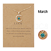 Moon & Star Alloy Rhinestone Birth Stone Pendant Necklaces WG0039E-03-1