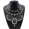 Alloy Crystal Rhinestone Trible Floral Chunky Bib Necklaces for Women FS-WG76656-02-1
