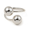 Rack Plating Brass Round Ball Beded Open Cuff Rings RJEW-D009-03P-1