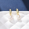 Teardrop Brass Natural Pearl Dangle Stud Earrings EJEW-Q043-02G-2