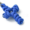 Handmade Woven Polyester & Spandex Cross Pendant Decorations HJEW-JM02690-4