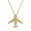Airplane Brass Micro Pave Clear Cubic Zirconia Pendant Necklaces FS-WGFC99D-01-2