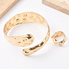 Snake Shape Hammered Iron Cuff Bangle & Ring SJEW-G085-01G-1