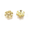 Snowflake Brass Micro Pave Clear Cubic Zirconia Bead Caps KK-K300-03B-G-2