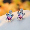 Tortoise Zinc Alloy Cubic Zirconia Stud Earrings WG8EE25-01-1