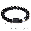 12 Constellations Protetion Aquamarine & Black Obsidian Round Beads Stretch Bracelets for Men Women WG083ED-12-2
