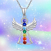 Chakra Angel Alloy Colorful Rhinestone Pendant Necklaces for Women FS-WGF797E-01-2