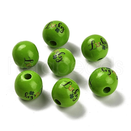 St. Patrick's Day Series Printed Schima Wood European Beads WOOD-V002-01K-1