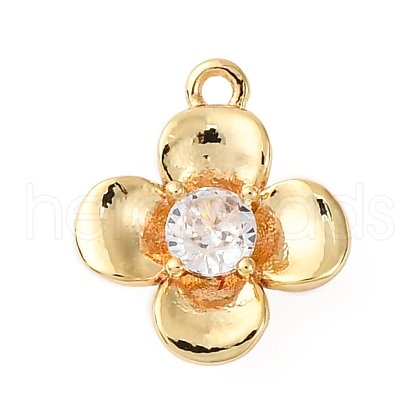 Brass Pave Clear Cubic Zirconia Charms KK-V016-20G-1