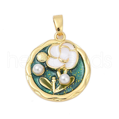 Brass Enamel Pendants KK-U068-13E-03G-1