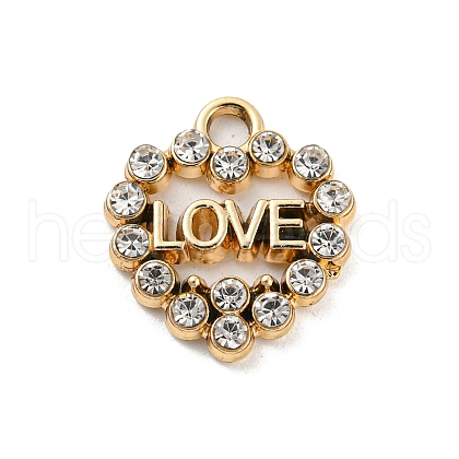 UV Plating Alloy Rhinestone Pendants PALLOY-D026-16G-1