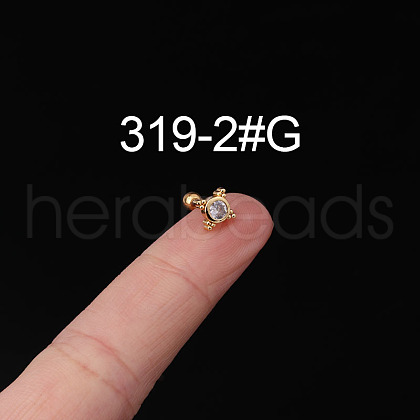 316L Surgical Stainless Steel Clear Cubic Zirconia Cartilage Earrings WG107EC-22-1