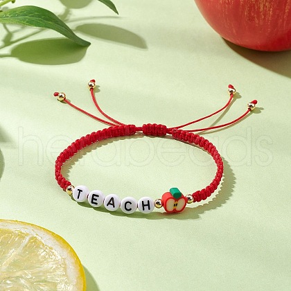 Teacher's Day Acrylic Beads Braided Bead Bracelets Men Women BJEW-TA00605-1