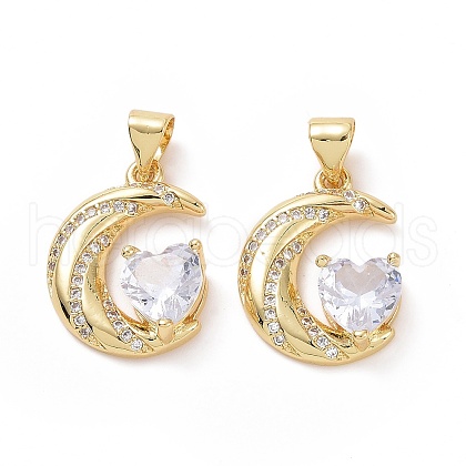 Brass Cubic Zirconia Pendants ZIRC-I062-22G-1