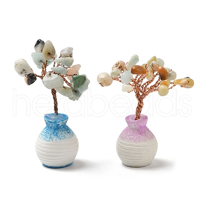 Mother's Day Natural Gemstone Chips Tree of Life Decorations DJEW-PW0012-038C-1