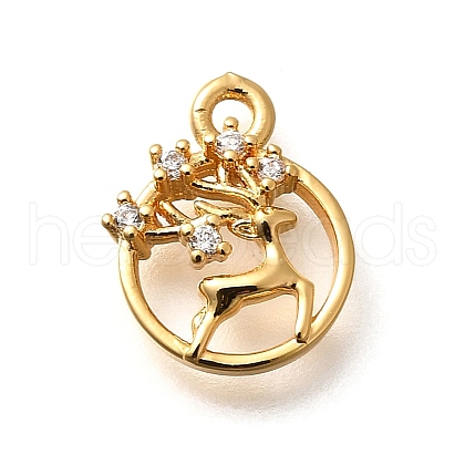 Brass Micro Pave Cubic Zirconia Pendants KK-K294-05G-1