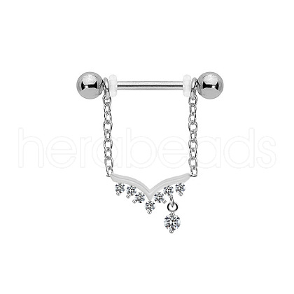 316L Surgical Stainless Steel Crystal Rhinestone Nipple Rings WGE19D8-08-1