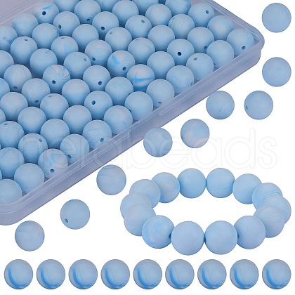 80Pcs Round Silicone Focal Beads SIL-SZ0001-24-29-1