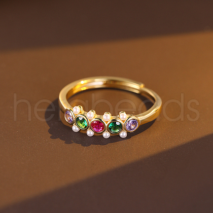 925 Sterling Silver with Cubic Zirconia Adjustable Finger Rings for Women KM1162-1-1