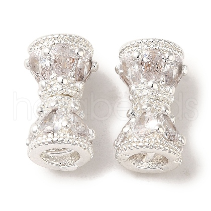 Rack Plating Brass Pave Clear Cubic Zirconia Beads KK-M285-11S-1