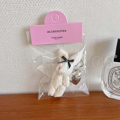 Cute Fluffy Wool Rabbit Keychain PW-WGFE0BE-04-1