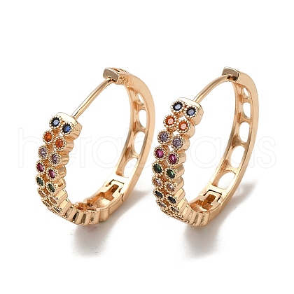 Brass Micro Pave Colorful Cubic Zirconia Hoop Earrings EJEW-M238-70KCG-1