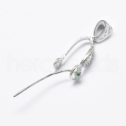 Anti-Tarnish Rhodium Plated 925 Sterling Silver Micro Pave Cubic Zirconia Pendant Bails STER-P034-41P-1