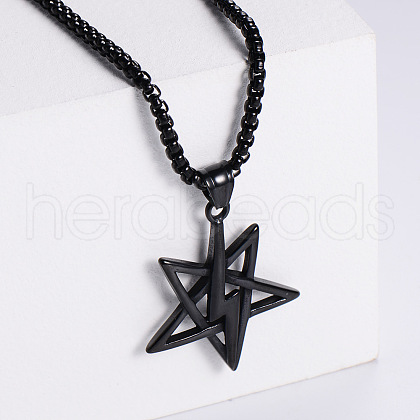 Vintage Stainless Steel Pentagram Lightning Bolt Pendant Necklaces for Men DL4336-2-1