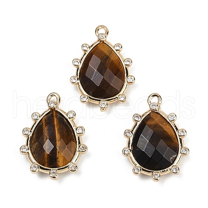Natural Tiger Eye Faceted Pendants G-K347-06G-01-1