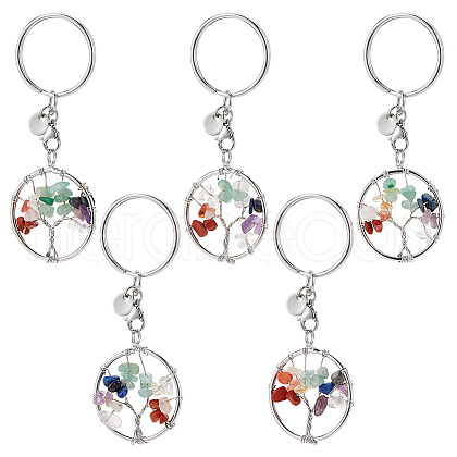 Wire Wrapped Natural & Synthetic Mixed Stone Pendants KEYC-AB00079-1