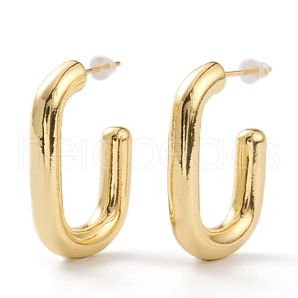 Brass Half Hoop Earrings EJEW-A056-23G-1