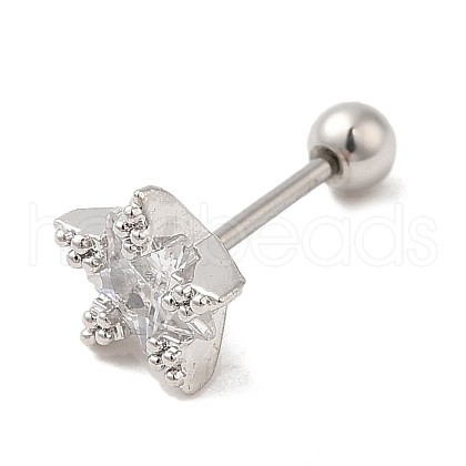 Brass Micro Pave Clear Cubic Zirconia Stud Earrings EJEW-L265-09P-1