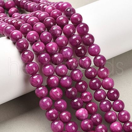 Natural Dyed Yellow Jade Gemstone Bead Strands X-G-R271-8mm-Y11-1