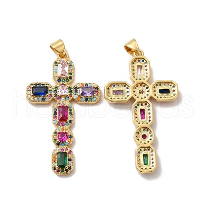 Rack Plating Eco-Friendly Brass Micro Pave Cubic Zirconia Pendants KK-A177-05G-1