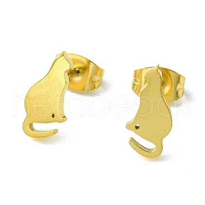 Cute Little Animal Theme 304 Stainless Steel Stud Earrings EJEW-B041-02C-G-1