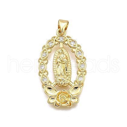 Rack Plating Brass Micro Pave Cubic Zirconia Pendants KK-D343-10G-1