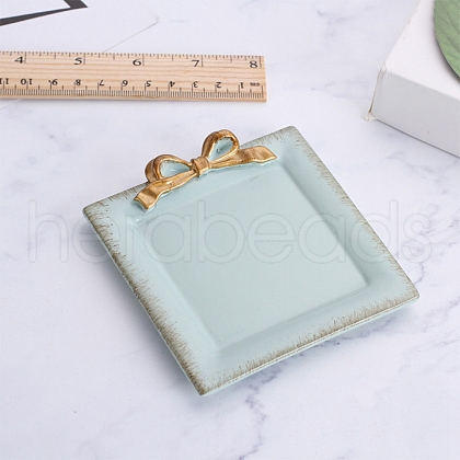 Square with Bowknot Porcelain Jewelry Plate PW-WG33B7C-04-1