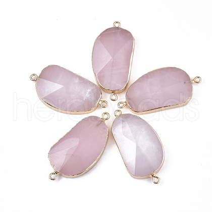 Electroplate Natural Rose Quartz Links Connectors G-S344-70F-01-1