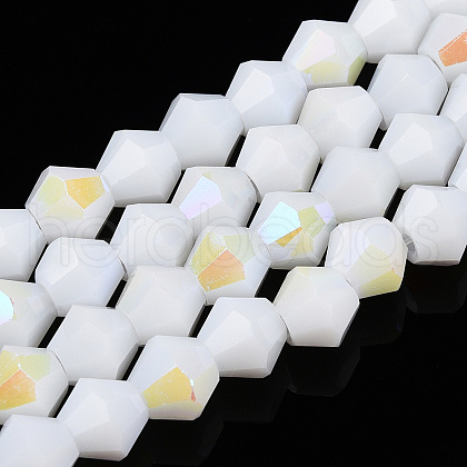 Opaque Solid Color Electroplate Glass Beads Strands EGLA-A039-P6mm-L15-1