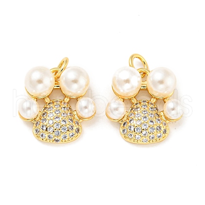Rack Plating Brass Micro Pave Clear Cubic Zirconia Pendants KK-F861-04G-1