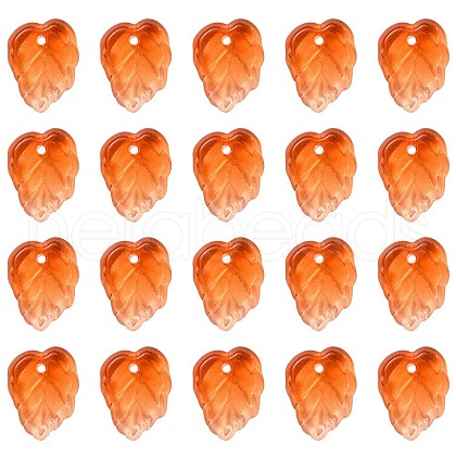 Autumn Theme Two-Tone Transparent Glass Charms GLAA-YW0001-53C-1