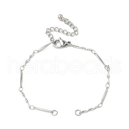 304 Stainless Steel Twisted Bar Link Chains Bracelet Making AJEW-JB01353-1