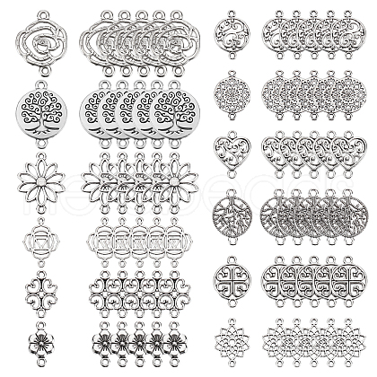 SUNNYCLUE 84Pcs 14 Styles Tibetan Style Alloy Connector Charms FIND-SC0003-33-1