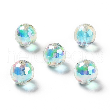 Two Tone UV Plating Rainbow Iridescent Acrylic Beads TACR-D010-03B-02-1