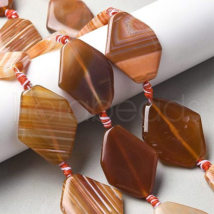 Natural Banded Agate/Striped Agate Beads Strands G-G196-A01-02-1
