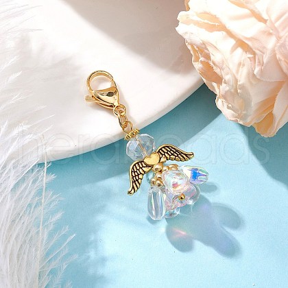 Glass Angel Pendant Decorations HJEW-MZ00207-01-1