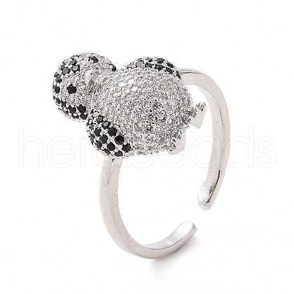 Cubic Zirconia Penguin Open Cuff Ring RJEW-G283-02P-1