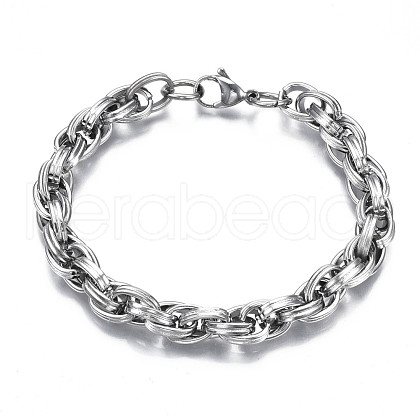 201 Stainless Steel Rope Chain Bracelet for Men Women BJEW-S057-78-1