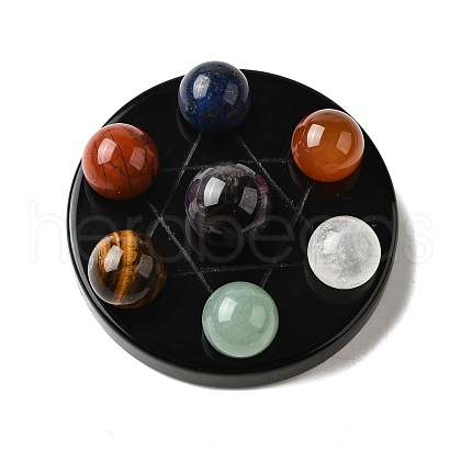 Chakra Natural Obsidian Base Seven Star Group Display Decorations DJEW-K031-01A-04-1